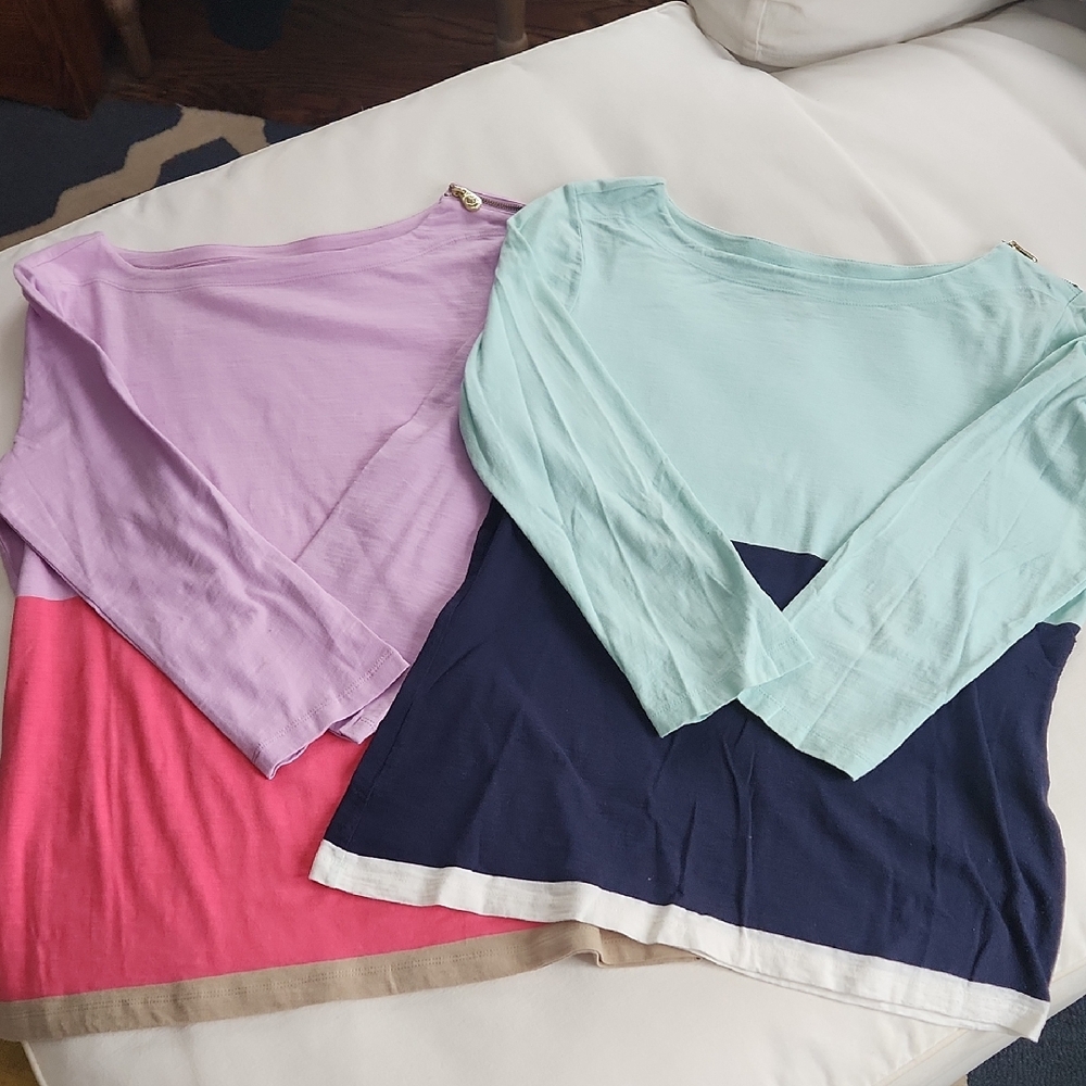 C Wonder set of 2 colorblock 3/4 sleeve tops